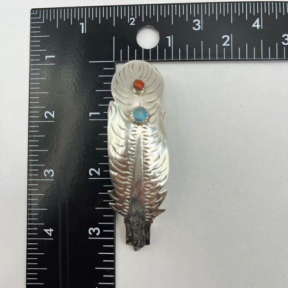 Vintage Navajo sterling, feather hair clip - Picture 6 of 7